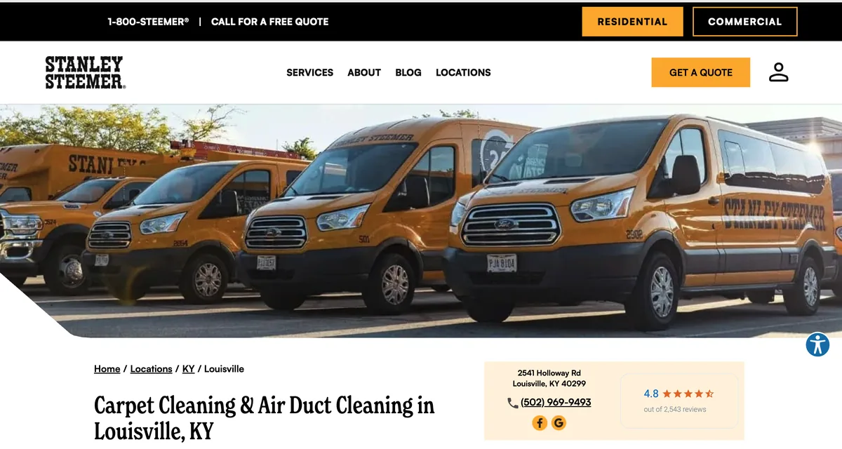 Stanley Steemer Louisville KY carpet cleaning website